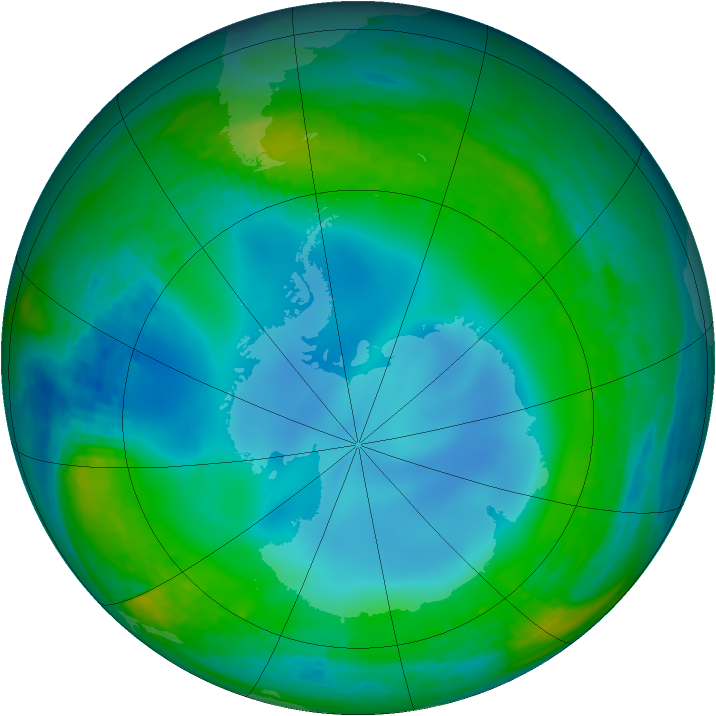 Antarctic ozone map for 01 July 1988